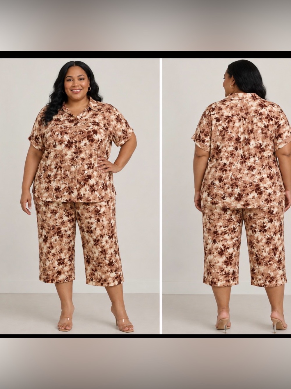 d& co. Hawaiian Browns Leave  Print Comfort Set